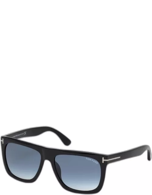 Morgan Thick Square Acetate Sunglasses, Black/Blue