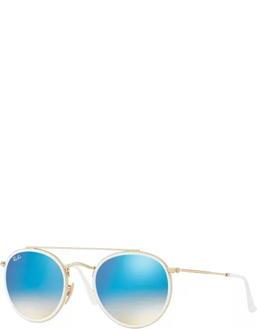 Round Double-Bridge Flash Sunglasse