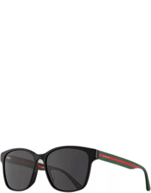 Men's Square Acetate Sunglasses with Signature Web