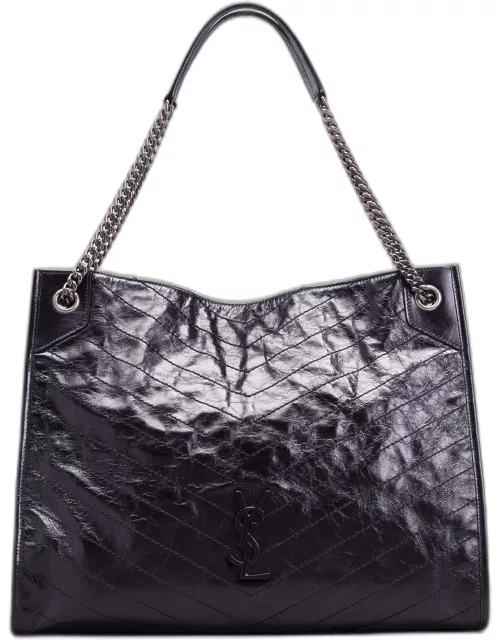 Niki Large YSL Shopper Tote Bag in Crinkled Leather