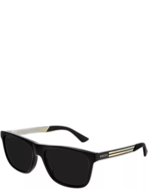 Men's Square Acetate Logo Sunglasse