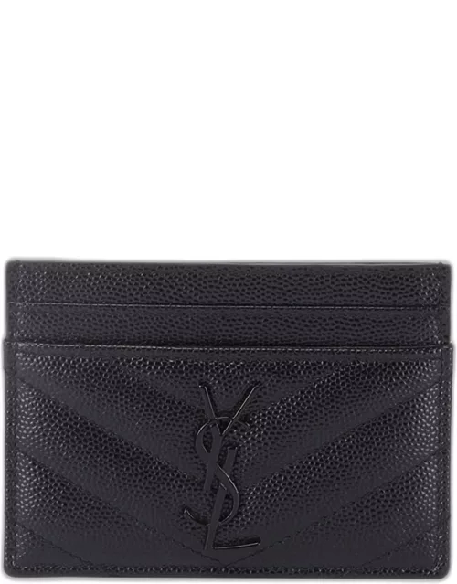 YSL Monogram Card Case in Grained Leather