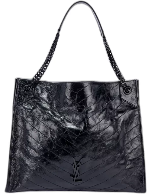 Niki Large YSL Crinkled Calf Leather Shoulder Bag