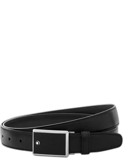 Men's Rectangle-Buckle Leather Belt