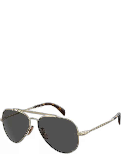 Men's Metal Aviator Brow-Bar Sunglasse