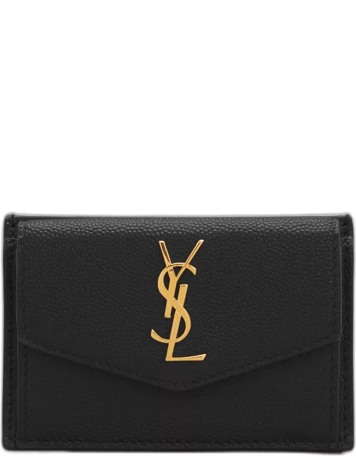 YSL Monogram Flap Card Case in Grained Leather