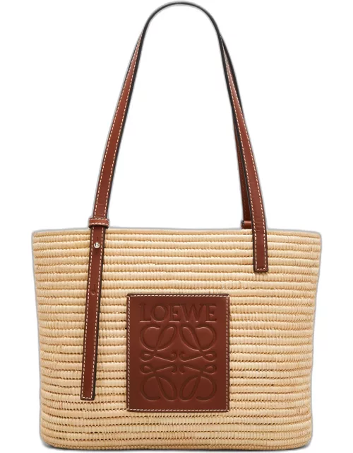 x Paula's Ibiza Square Basket Small Bag in Raffia with Leather Handle