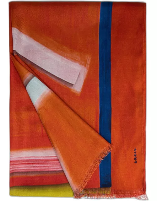 Abstract-Print Cashmere/Silk Scarf