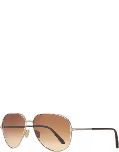 Clark Metal Aviator Sunglasses, Brown/Gold