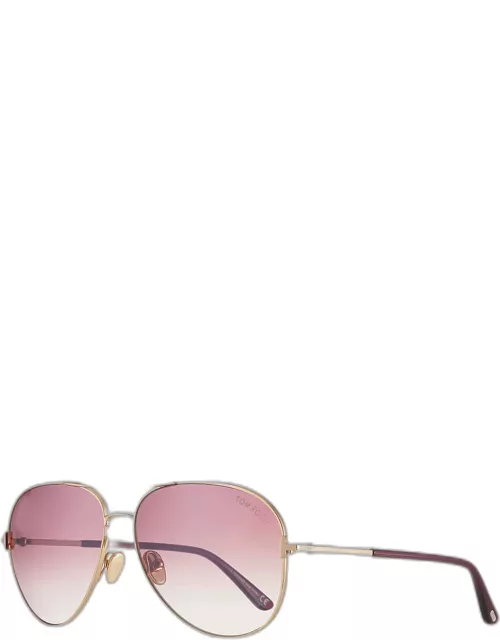 Clark Metal Aviator Sunglasses, Pink/Gold