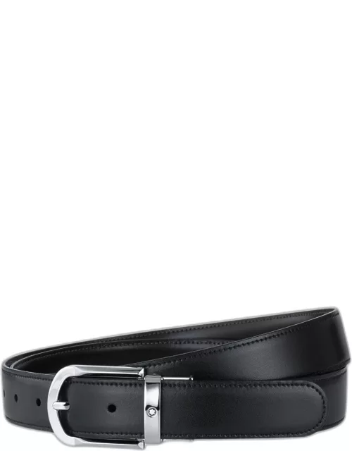 Men's Horseshoe-Buckle Reversible Leather Belt