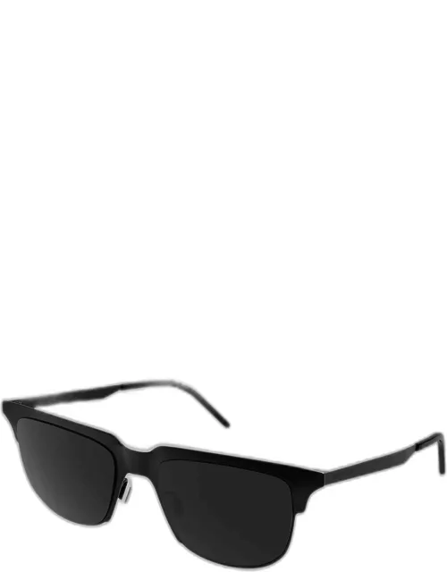 Men's Half-Rim Rectangle Metal Sunglasse