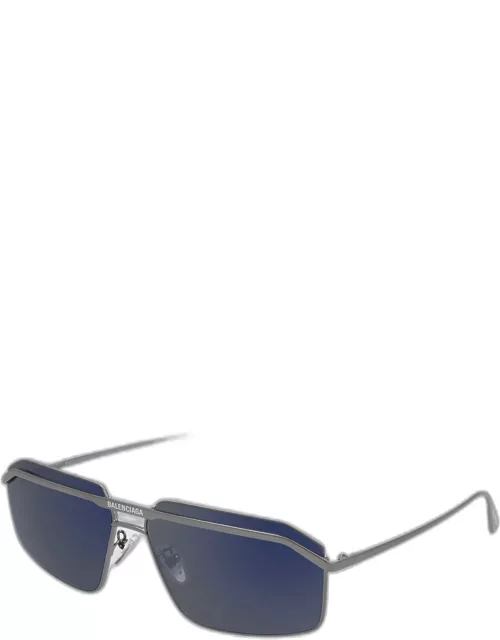 Men's Metal Rectangle Brow-Bar Sunglasse