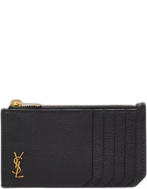 YSL Tiny Monogram Ziptop Card Case in Smooth Leather