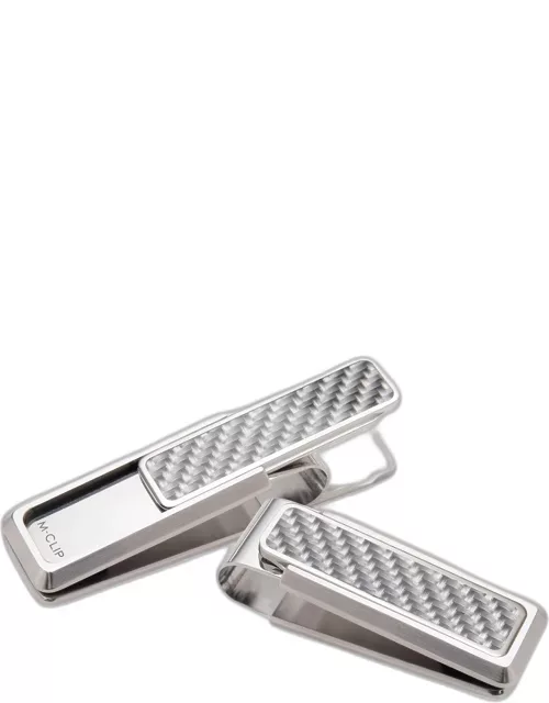Stainless Steel & Carbon Money Clip, White