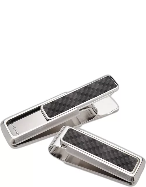 Stainless Steel & Carbon Money Clip, Black
