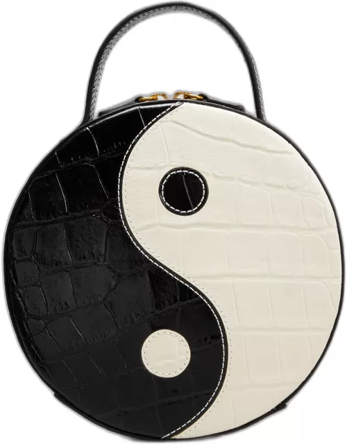 Yin Yang Round Moc-Croc Crossbody Bag
