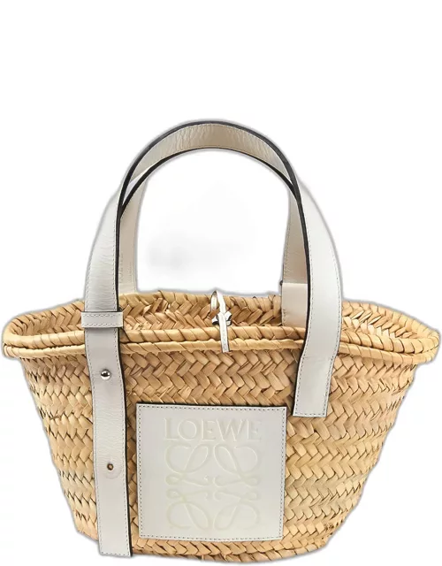 x Paula's Ibiza Basket Small Bag in Palm Leaf with Leather Handle