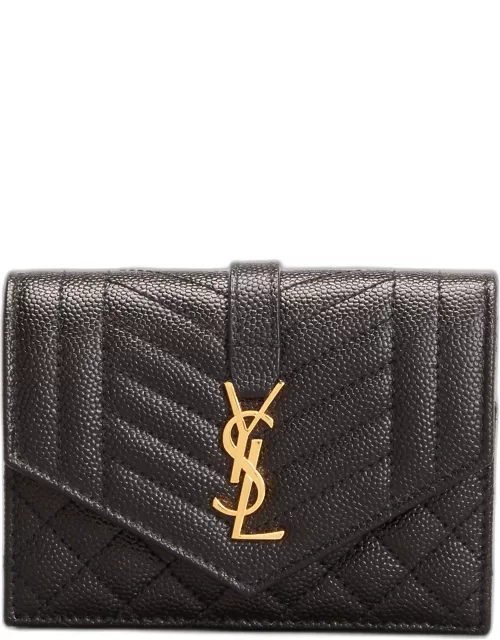 Envelope Small YSL Flap Wallet in Grained Leather