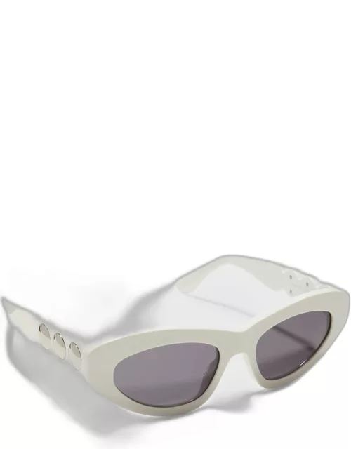 Scallop Stud Metal & Acetate Cat-Eye Sunglasse