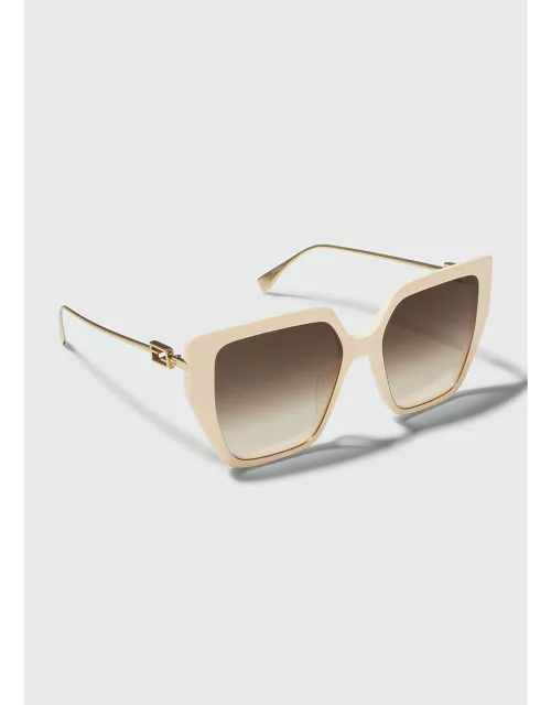 Acetate/Metal Butterfly Sunglasses, Ivory