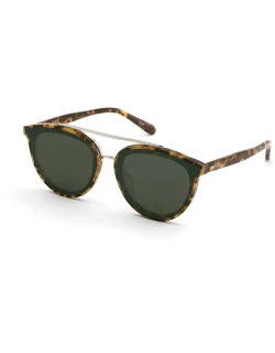 Clio Oval Acetate Sunglasses w/ Overlay Nylon Lense