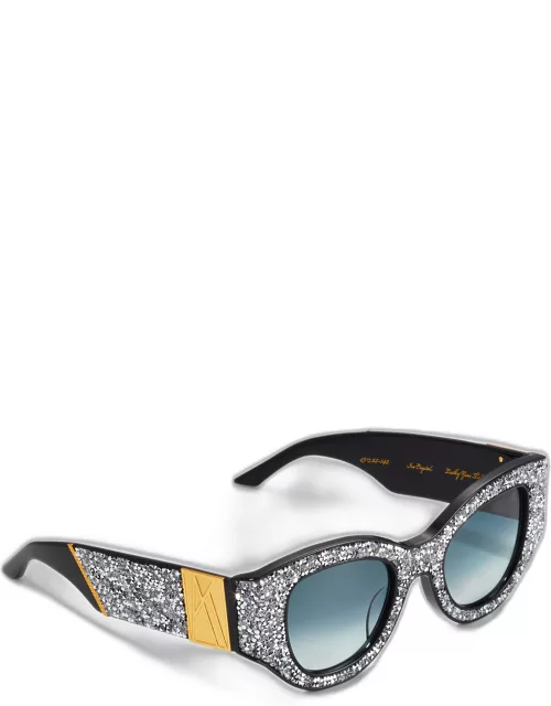 Lucky Goes to Vegas Crystals & Acetate Cat-Eye Sunglasse