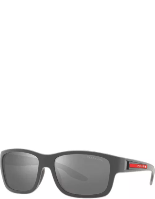 Men's Mirror Rectangle Logo Sunglasse