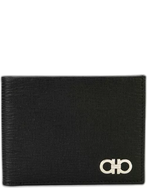 Men's Revival Gancini Bi-Fold Leather Wallet, Black/Red