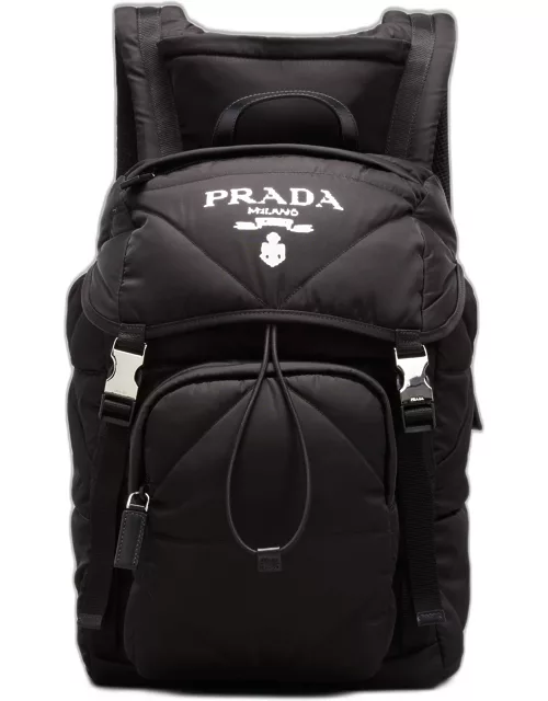 Men's Padded Nylon Logo Backpack w/ Hood