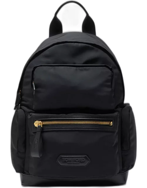 Men's Leather-Trim Recycled Nylon Backpack