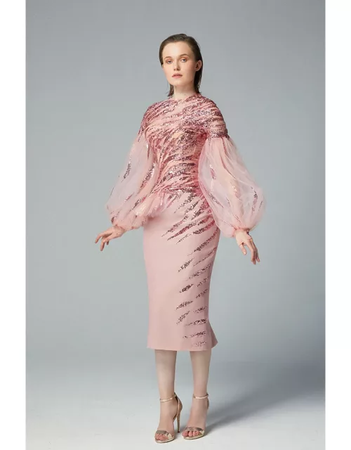 Gatti Nolli by Marwan Sequin Midi Pink Dres