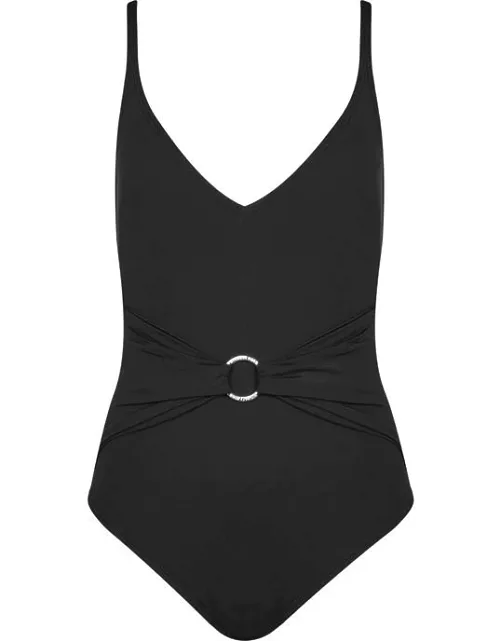 MICHAEL Michael Kors Sash Ring One Piece Swimsuit - Black