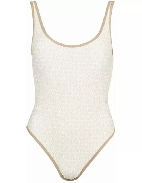 MICHAEL Michael Kors All-over Print Logo One Piece Swimsuit - White
