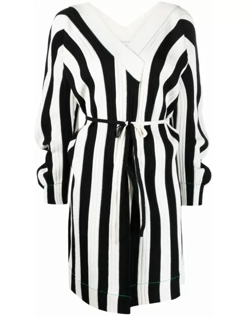 Black and white striped wrap Dres
