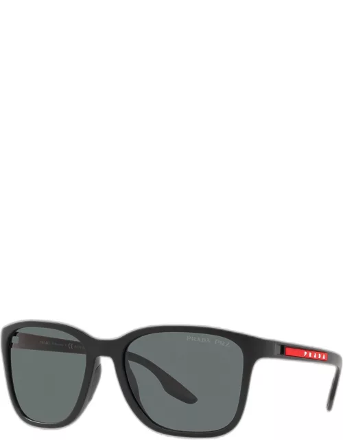 Men's Polarized Rectangle Logo Sunglasse