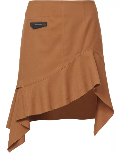 Leather Pocket Flap Asymmetric Skirt