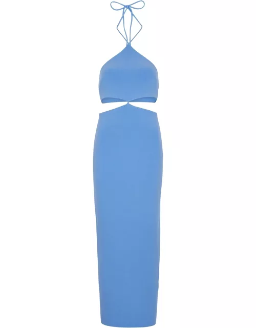 Iris blue halterneck cut-out midi dress