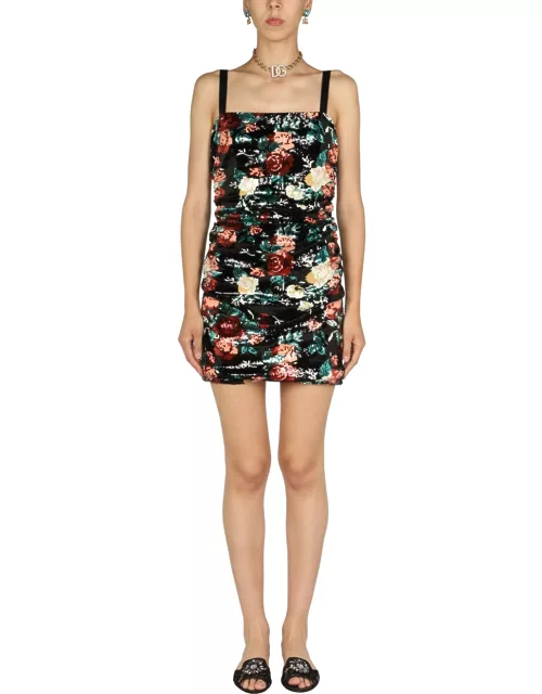 dolce & gabbana rose embroidery short dres