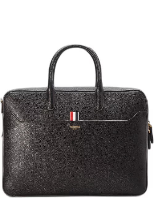 Men's Pebble Leather Business Briefcase Bag