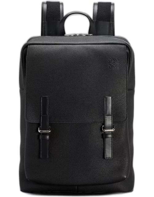 Men's Soft Grained Leather Military Backpack