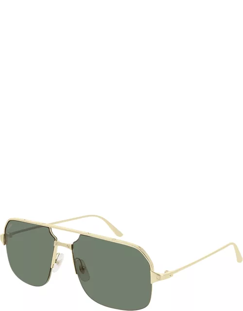 Men's Metal Half-Rim Square Sunglasse