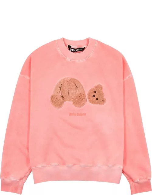Pink bear-appliquéd cotton sweatshirt