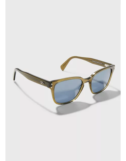 Men's Double Gancini Square Sunglasse