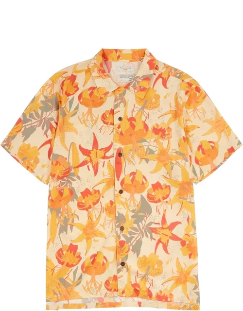 Nudie Jeans Avarid Floral-print Twill Shirt - Orange
