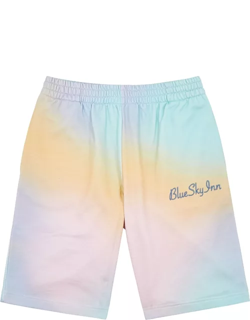 Tie-dyed logo cotton shorts