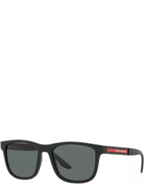 Men's Polarized Square Acetate Logo Sunglasse