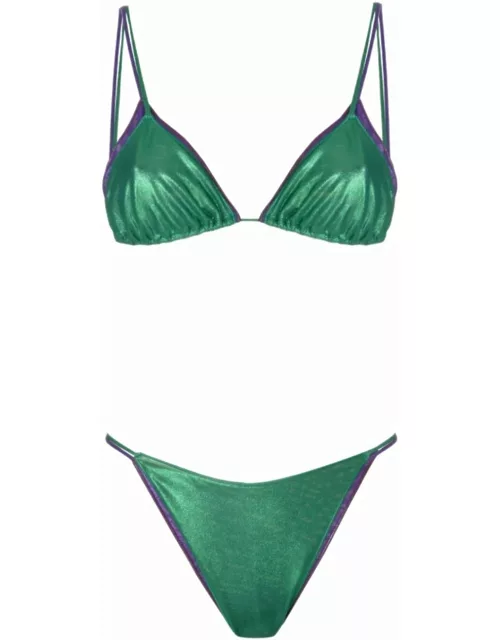 Green and purple Lamè Double Bikini Set