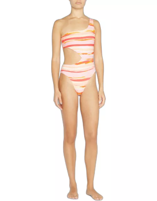 Sunset Stripe Cutout One-Piece Swimsuit