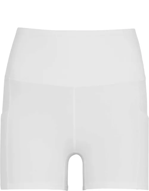 Let's Go white stretch-jersey cycling shorts